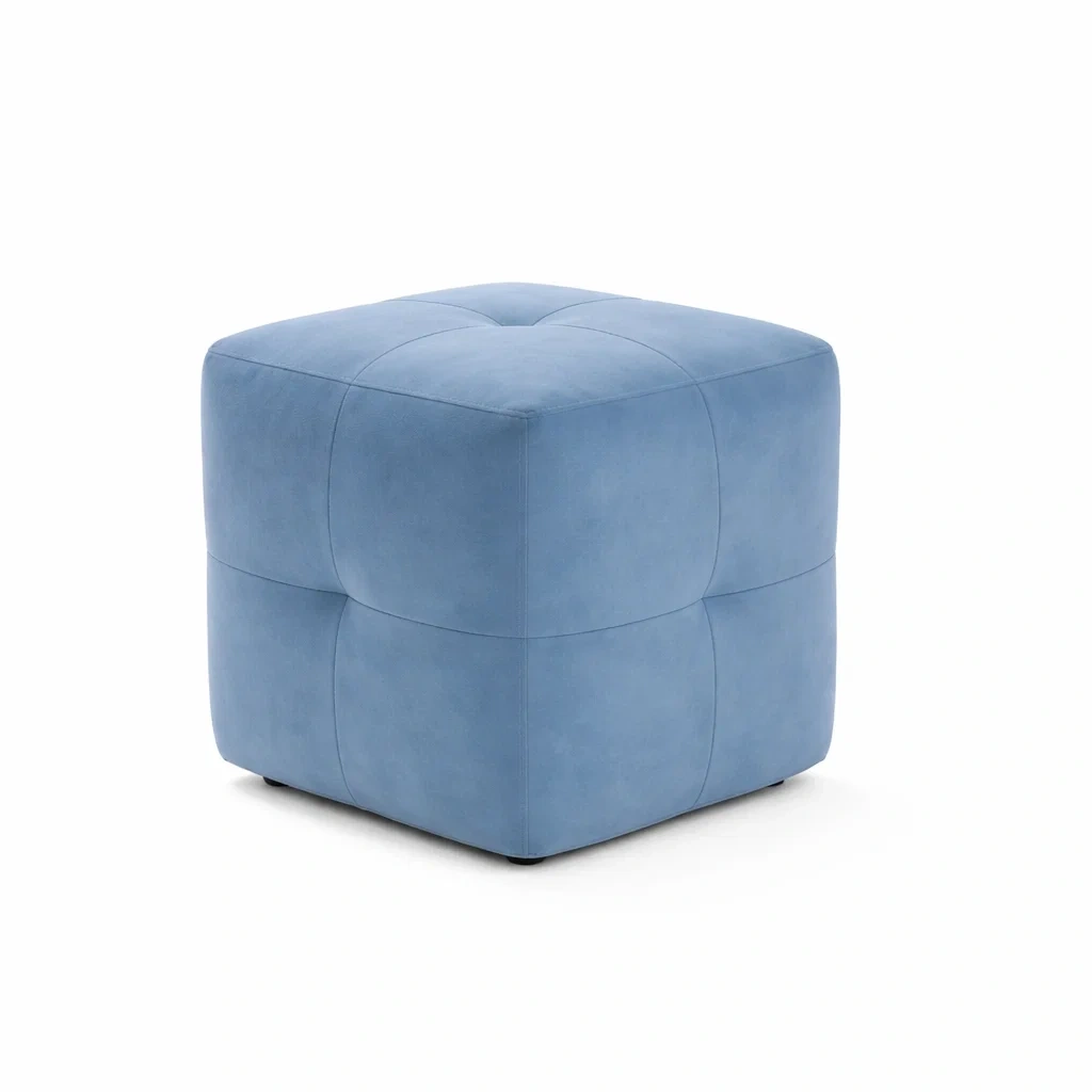 Modern Upholstered Ottoman – Blue-RoomMoral