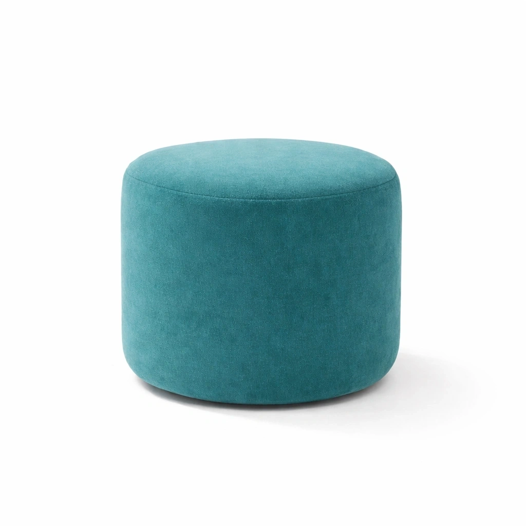 Modern Round Ottoman – Teal-RoomMoral