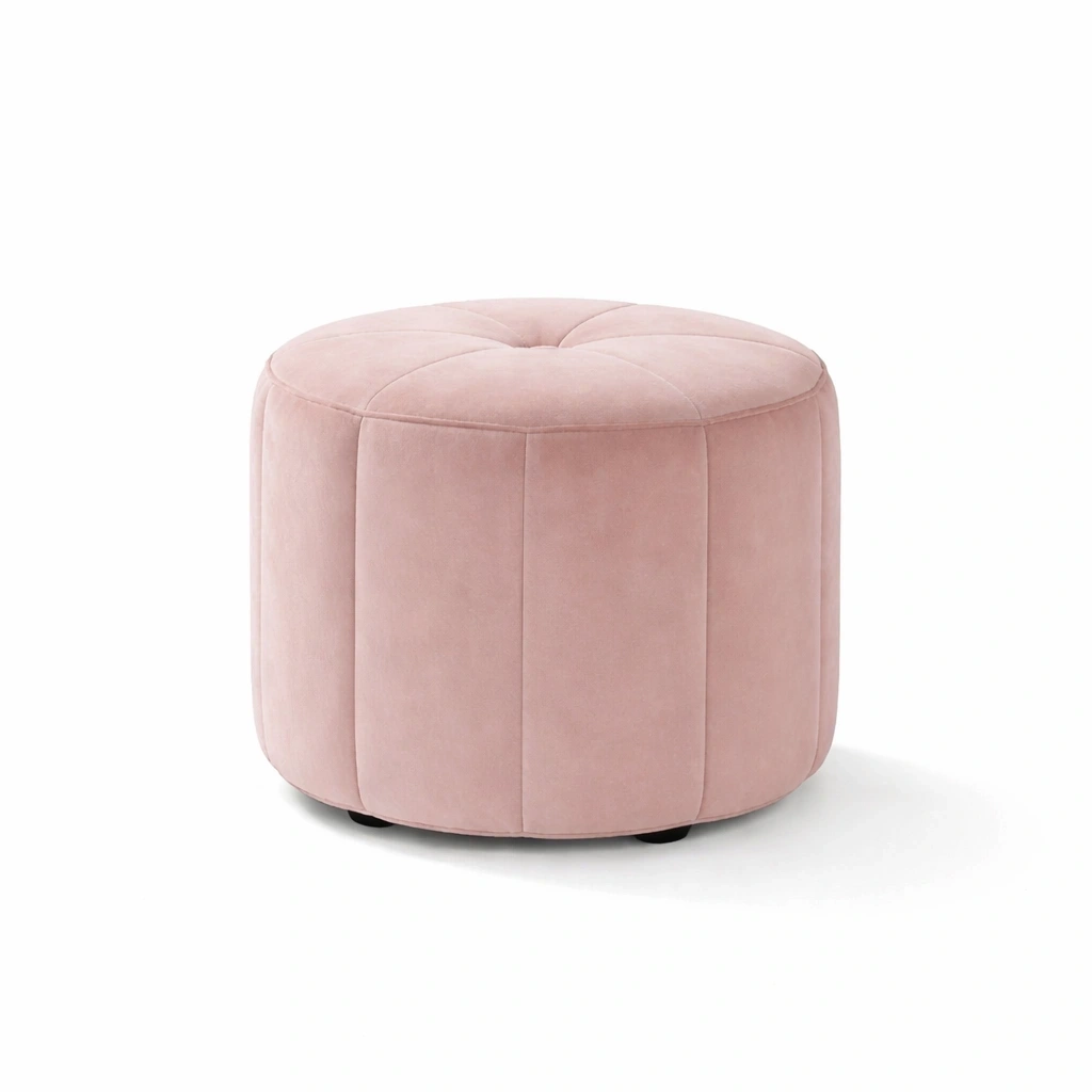 Modern Round Ottoman – Pink-RoomMoral