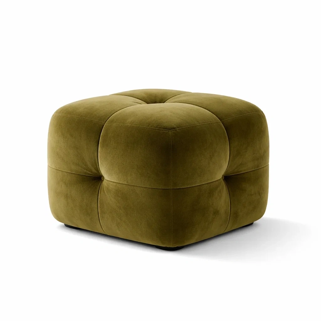 Modern Upholstered Ottoman – Olive Green-RoomMoral