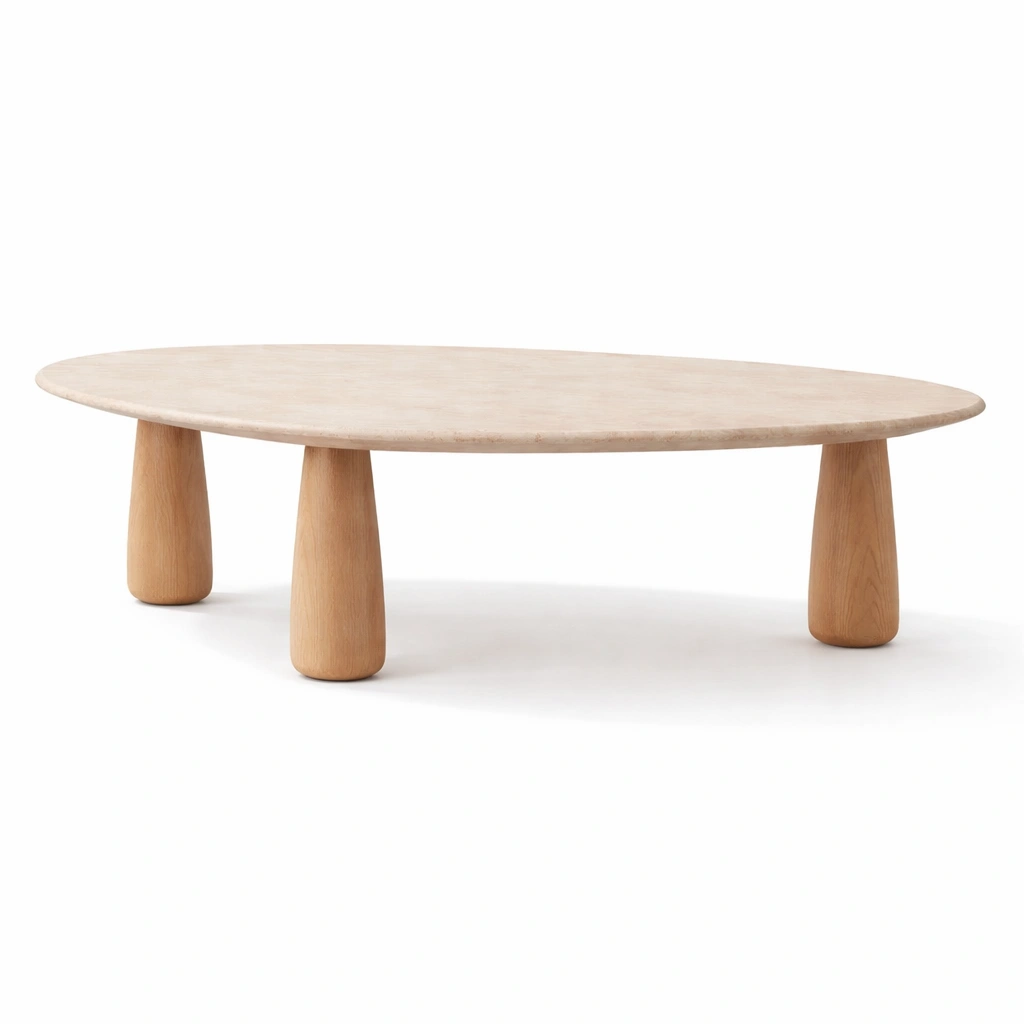 Oval Solid Wood Coffee Table – Natural-RoomMoral