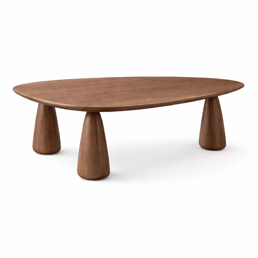 Oval Solid Wood Coffee Table – Walnut-RoomMoral