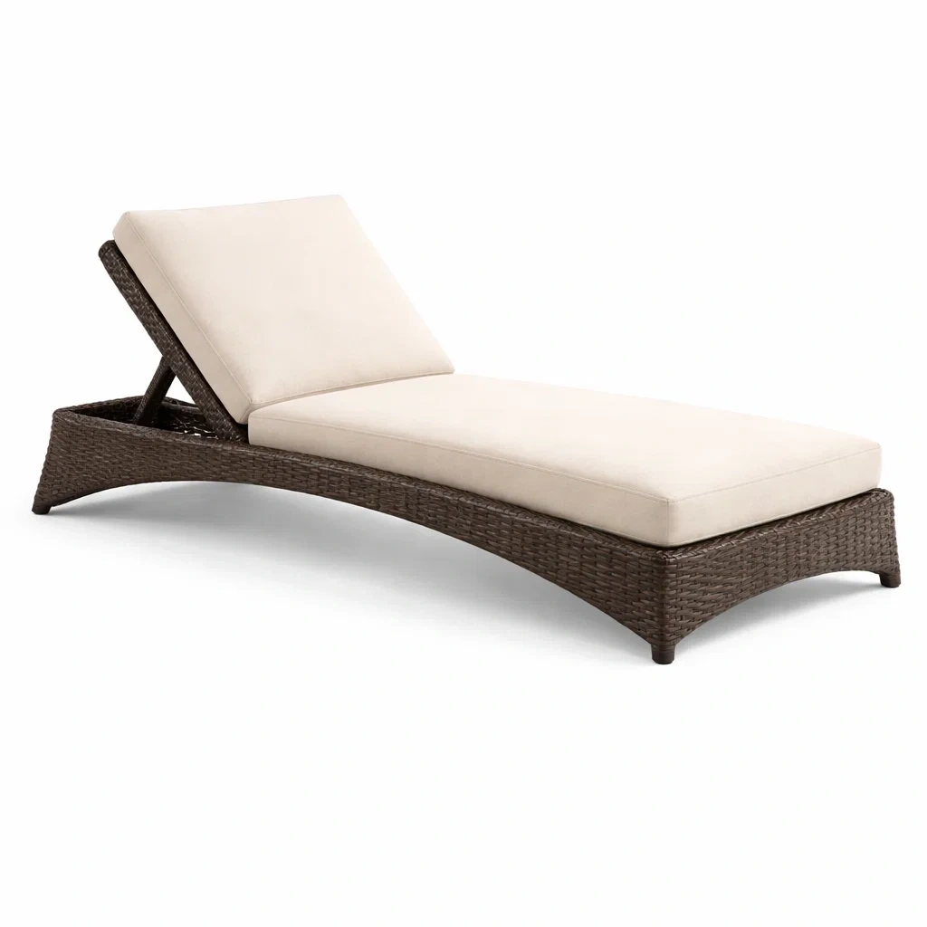 Wicker Outdoor Sun Lounger with Cushion-abodealloy