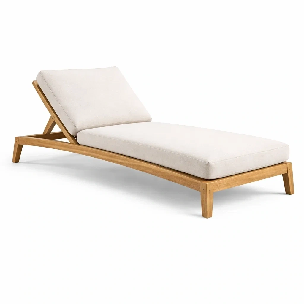 Teak Outdoor Sun Lounger with Cushion-abodealloy