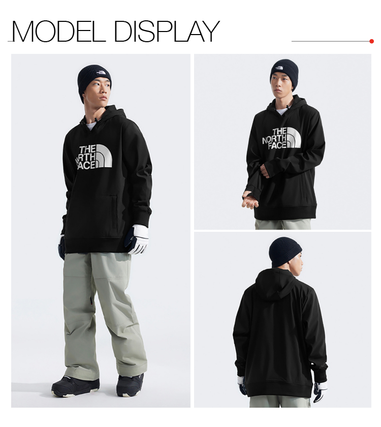 ザ・ノース・フェイス メンズ ブラック DWR 撥水 ラージサイズ プリント 長袖 フード付き Tシャツ｜82V64H0