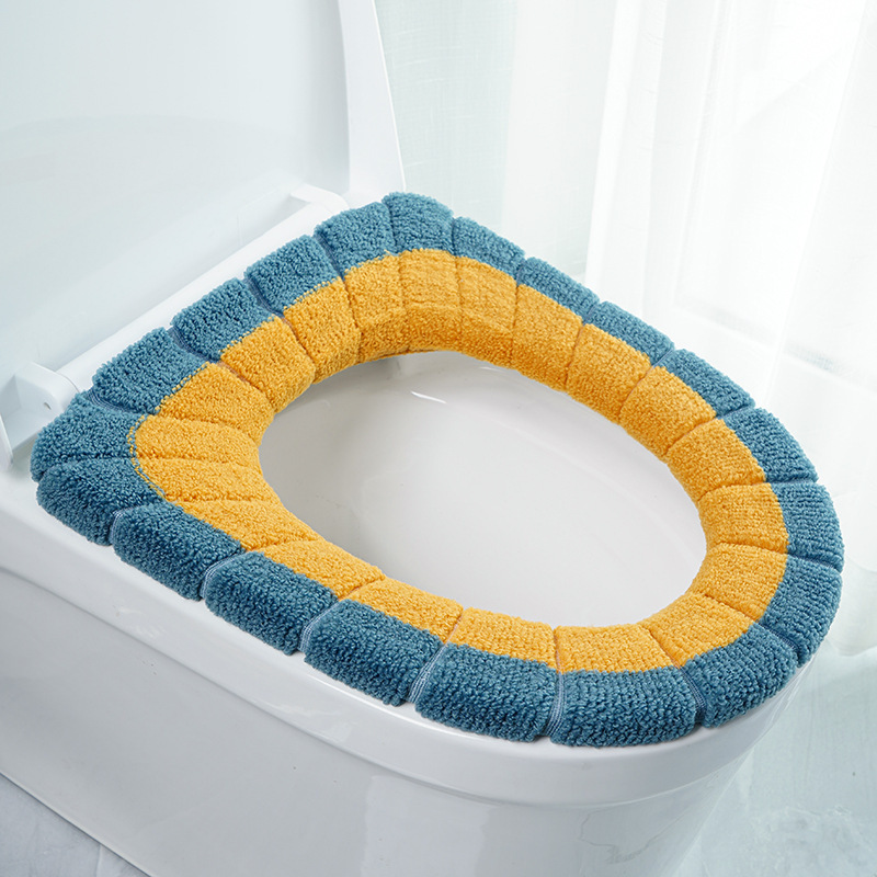 Plush knitted toilet seat cover