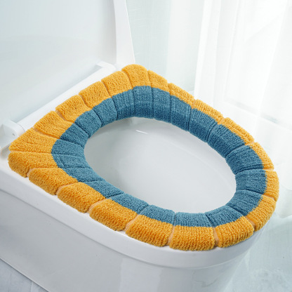 Plush knitted toilet seat cover