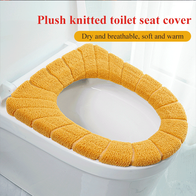 Plush knitted toilet seat cover