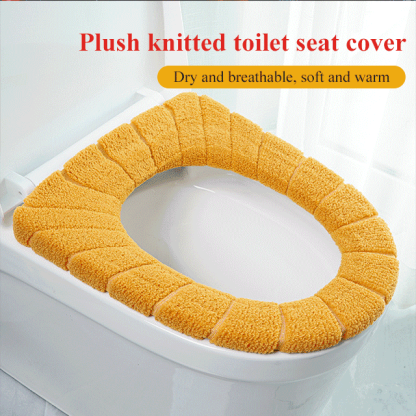 Plush knitted toilet seat cover