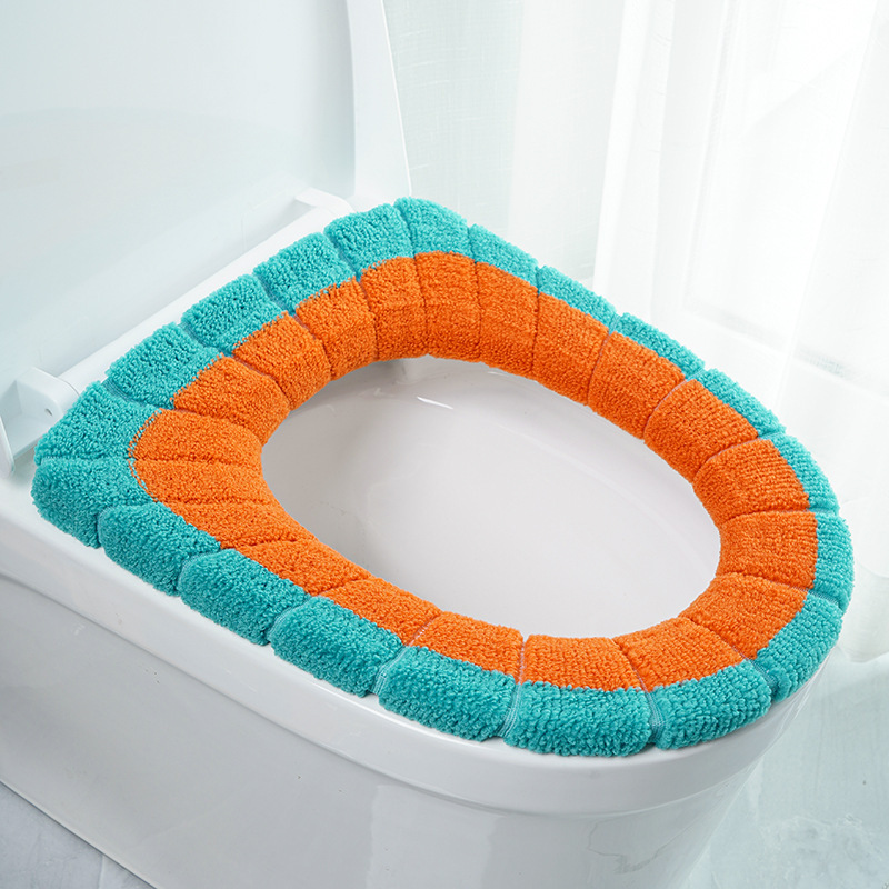 Plush knitted toilet seat cover