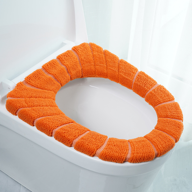 Plush knitted toilet seat cover