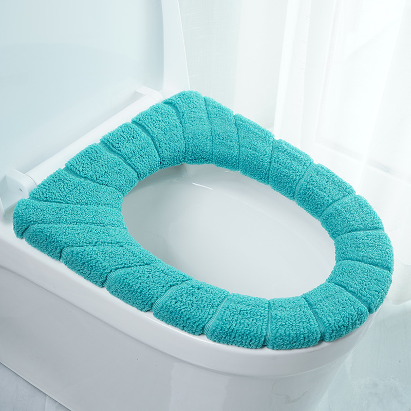 Plush knitted toilet seat cover