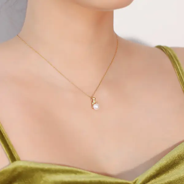 💞مطلي بسمك من الذهب الصلب عيار 14 قيراط، وملون من الذهب باللؤلؤ للنساء، ومطلي بالطحالب اللامعة