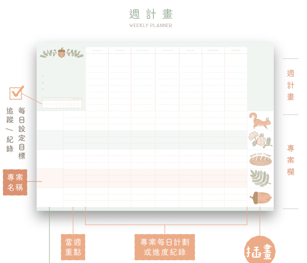 Dimanche - Planner -  Everyday Project v.8  Undated