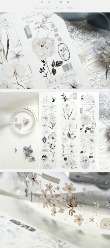 Freckles Tea - Tape - Plain White Mist Blue