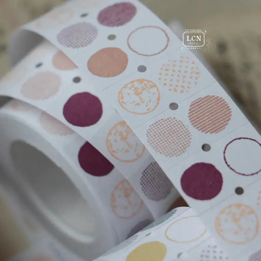 Lin Chia Ning Label Sticker Roll - Circle (Red Tone)