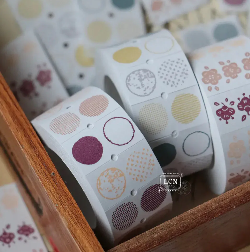 Lin Chia Ning Label Sticker Roll - Circle (Red Tone)