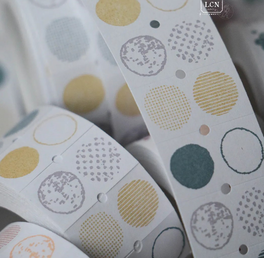 Lin Chia Ning Label Sticker Roll - Circle (Earth Tone)
