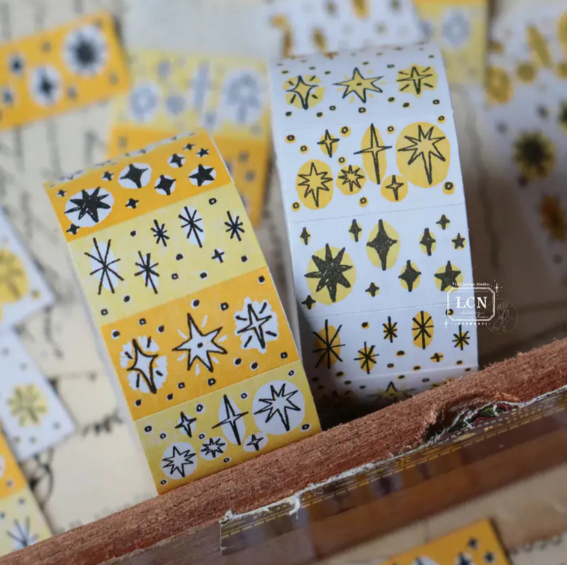 Lin Chia Ning Label Sticker Roll - Hand Draw - Yellow