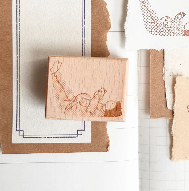 Paper goods by Dorie - Stamp - Miss Ng Yuk Read with Cat 