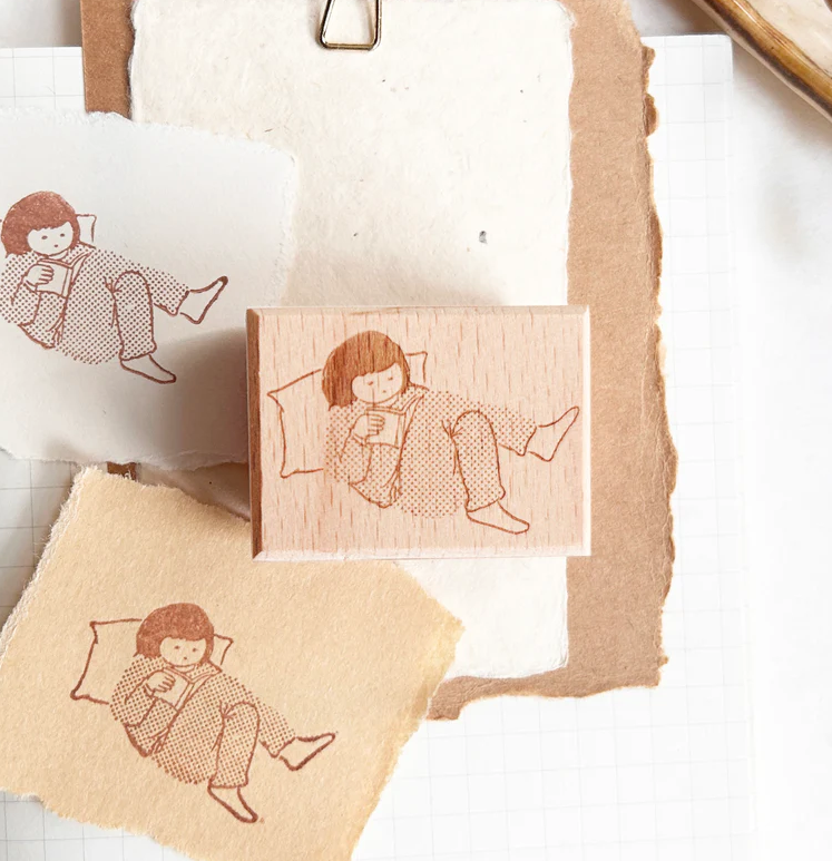 Paper goods by Dorie - Stamp - Miss Ng Yuk Read in Bed