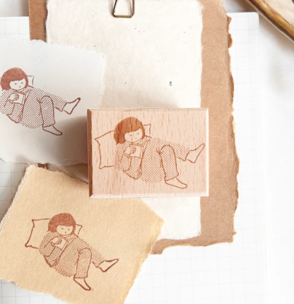 Paper goods by Dorie - Stamp - Miss Ng Yuk Read in Bed
