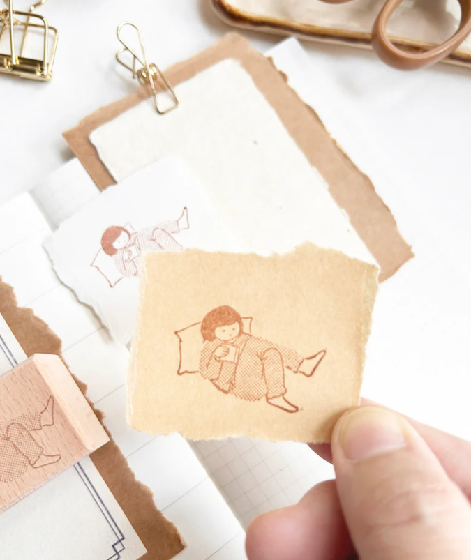 Paper goods by Dorie - Stamp - Miss Ng Yuk Read in Bed