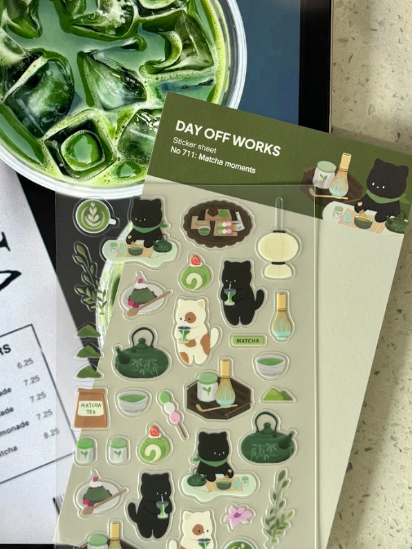 Dayoff Works Sticker Sheet - 711 - Matcha moments