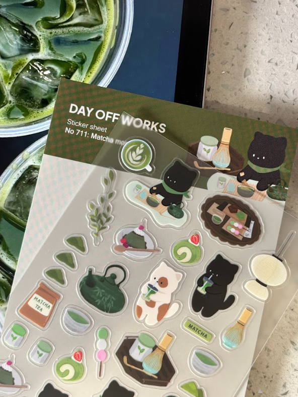 Dayoff Works Sticker Sheet - 711 - Matcha moments