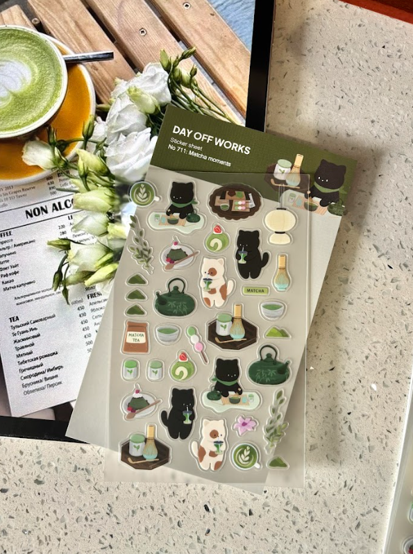 Dayoff Works Sticker Sheet - 711 - Matcha moments