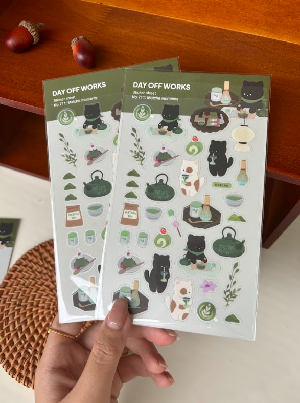 Dayoff Works Sticker Sheet - 711 - Matcha moments