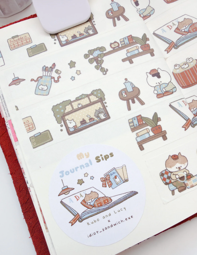 KuboandLucy Stationery Co x Idiot Sandwich - My Journal Sips V.1 (Cafe Journaling) Washi Tape