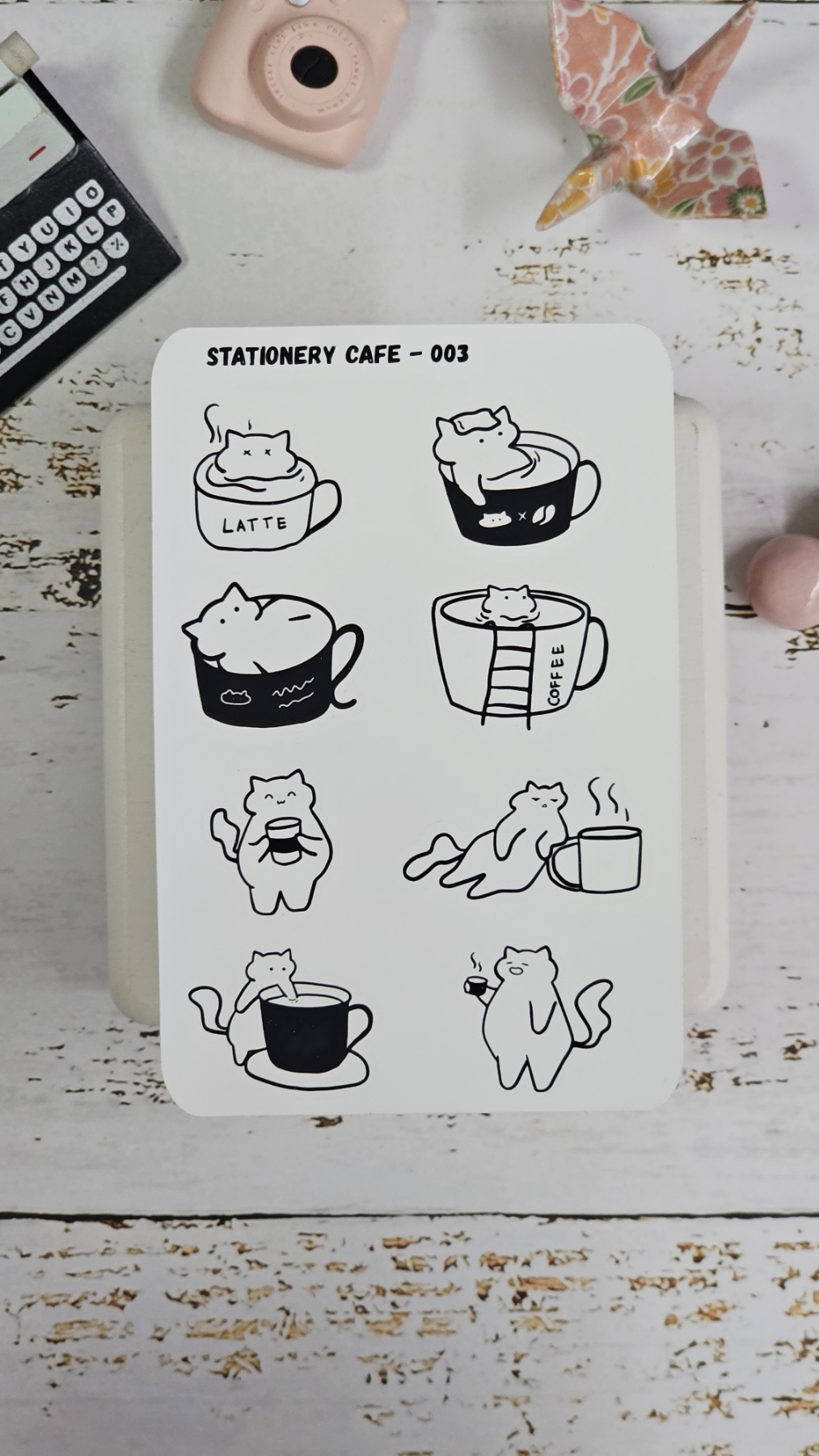 Stationery cafe - Sticker Sheet - Coffee Cat Series