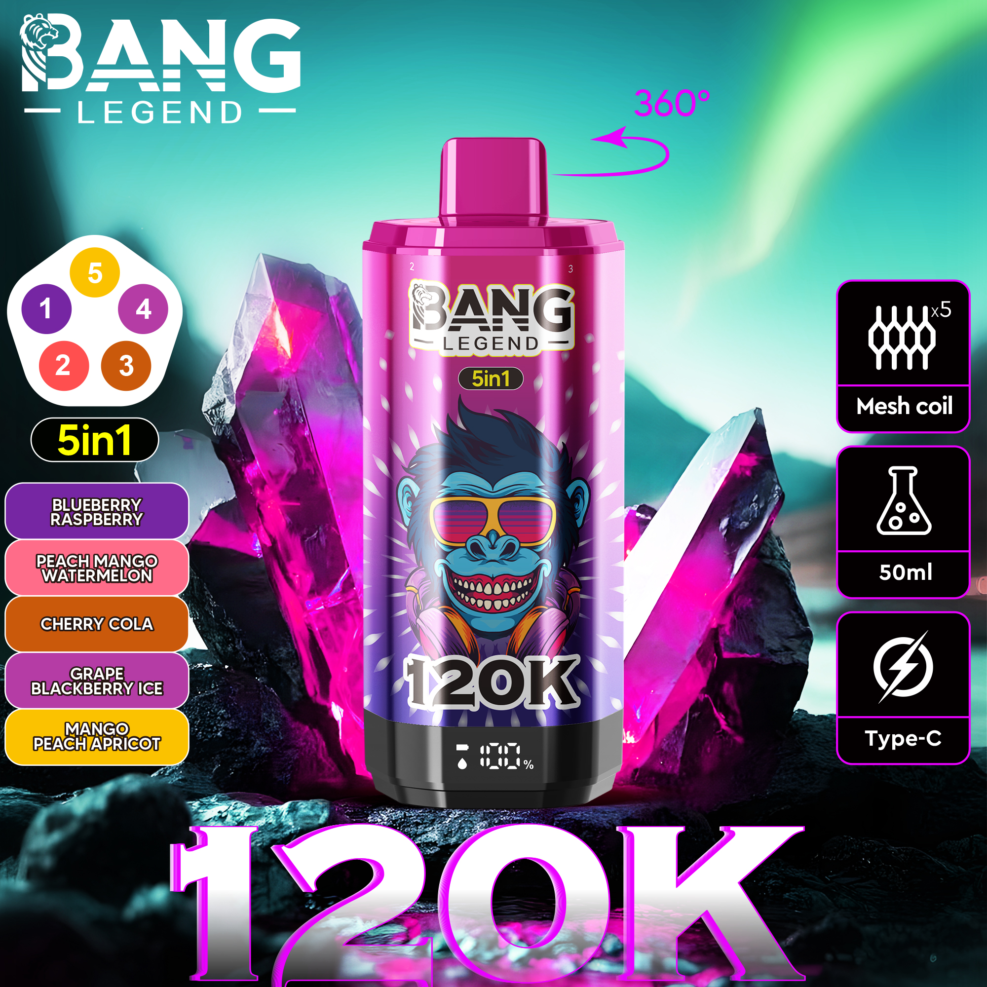 Bang Disposable Vape 120,000 Puffs 40ml | Multiple Flavors | OEM/ODM Supported