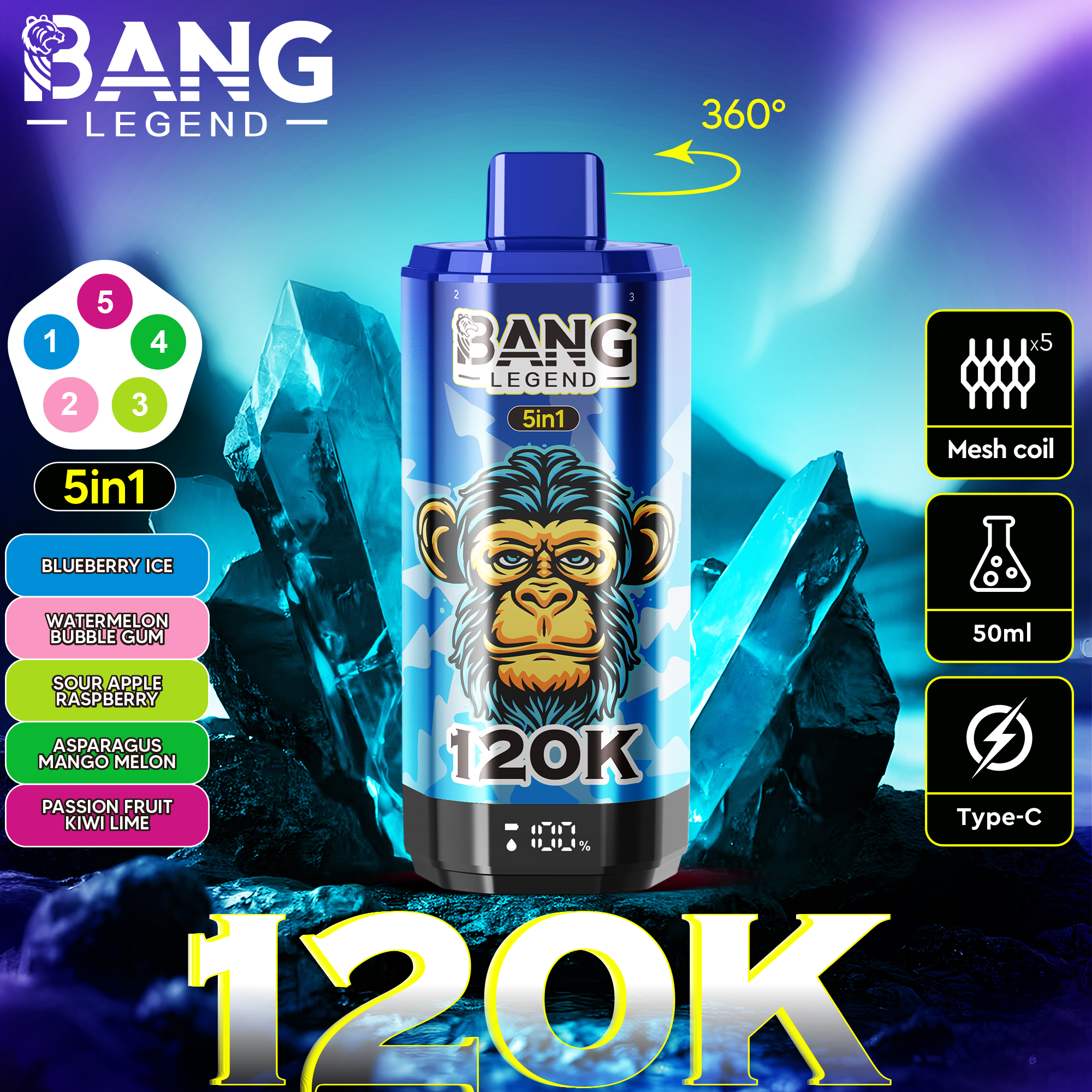 Bang Disposable Vape 120,000 Puffs 40ml | Multiple Flavors | OEM/ODM Supported