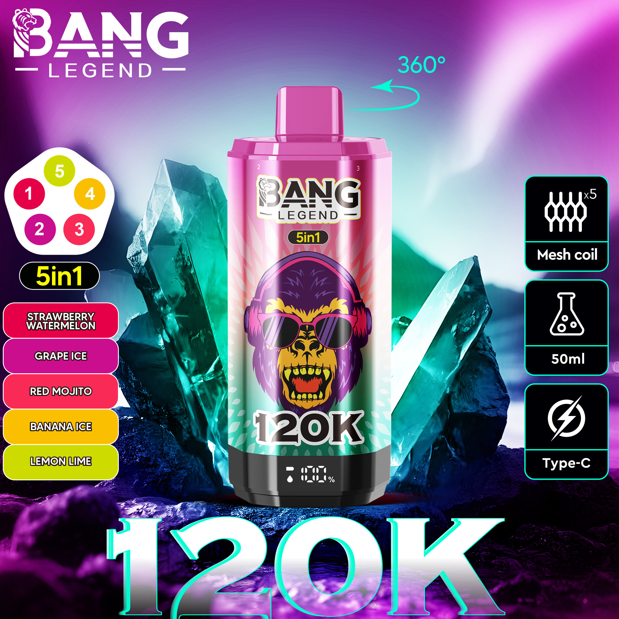 Bang Disposable Vape 120,000 Puffs 40ml | Multiple Flavors | OEM/ODM Supported