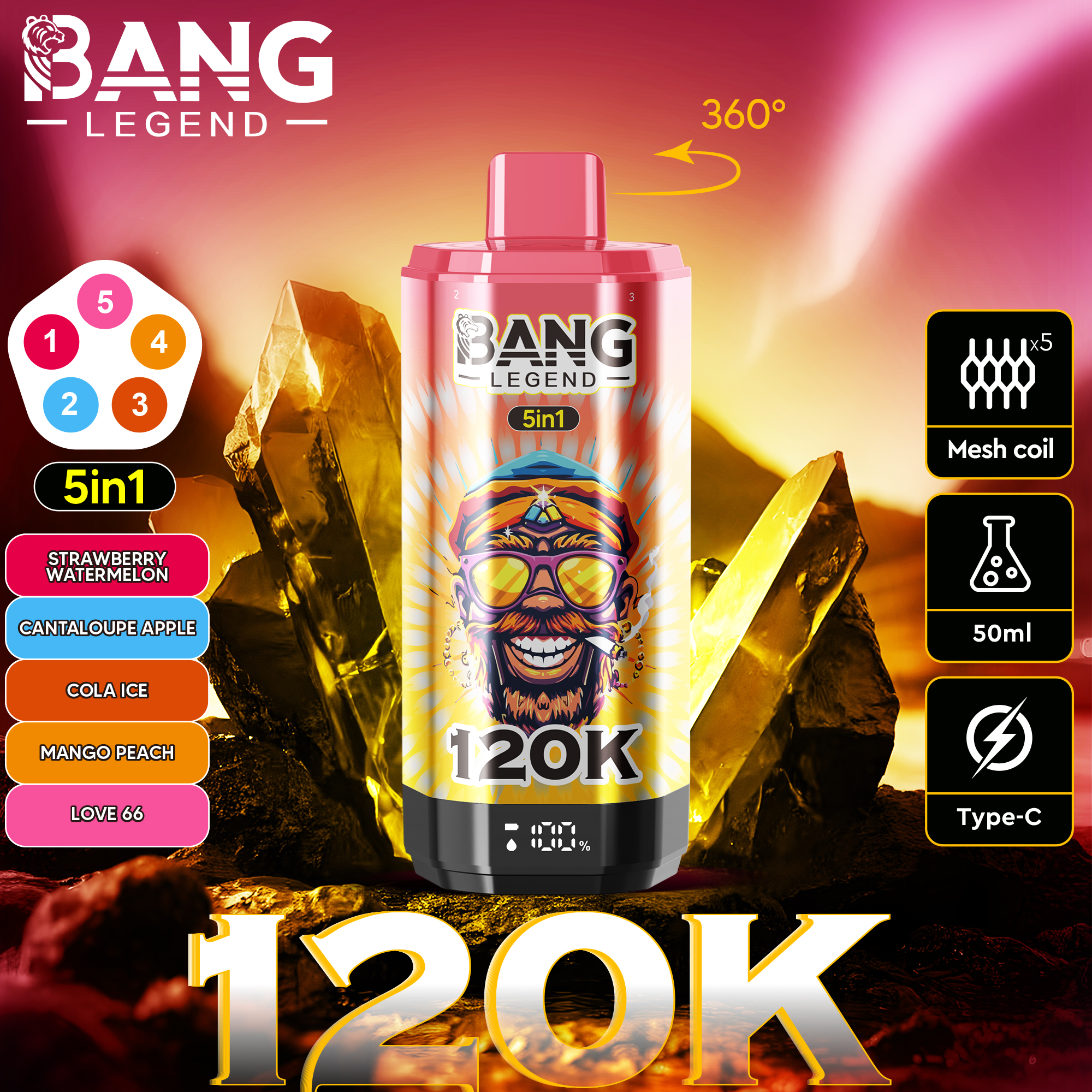 Bang Disposable Vape 120,000 Puffs 40ml | Multiple Flavors | OEM/ODM Supported