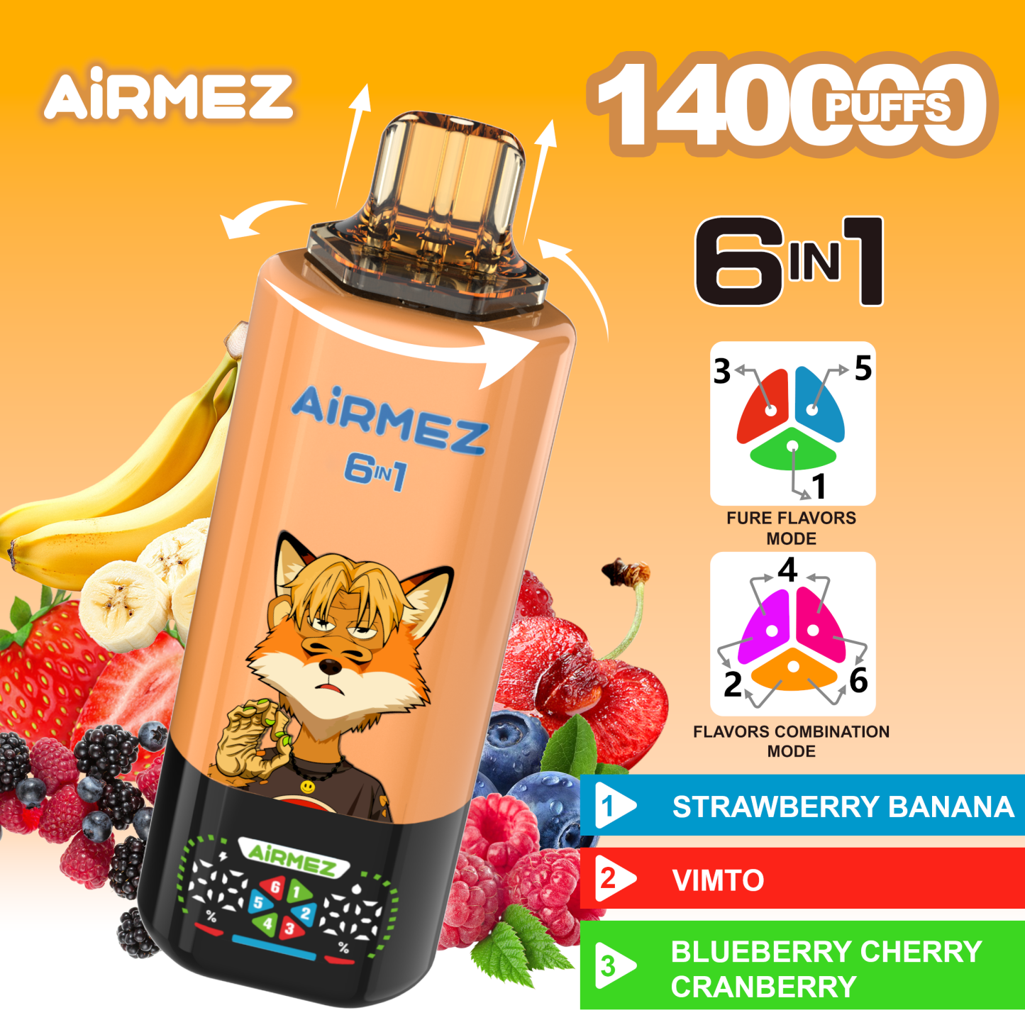 Airmez FOX 140000 Puffs 6 IN 1