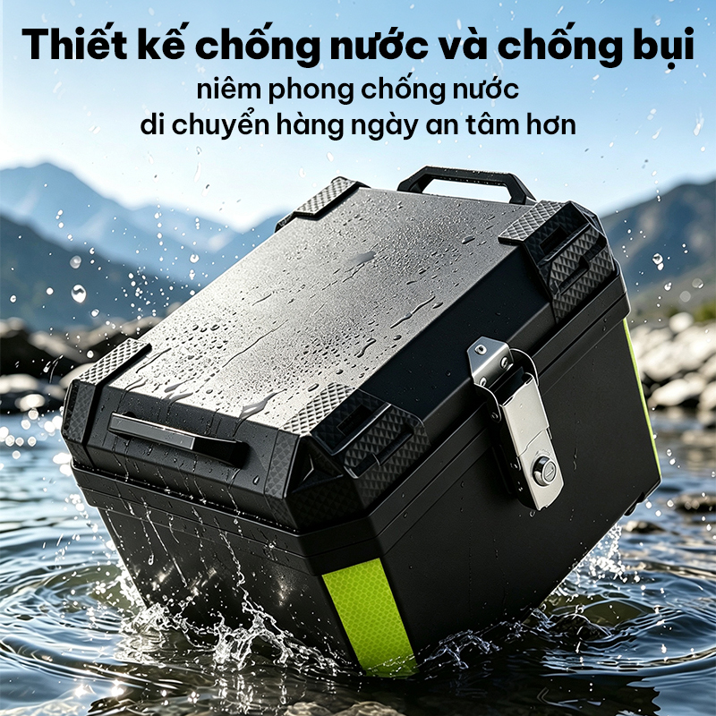 Hộp Đuôi Xe Máy Đa Năng, Chống Thấm Nước, Dung Tích Lớn 45L, Có Khóa An Toàn Chống Trộm, Nhãn Dán Phản Quang Ban Đêm, Tay Cầm, Thích Hợp Để Lắp Đặt Có Giá Đỡ