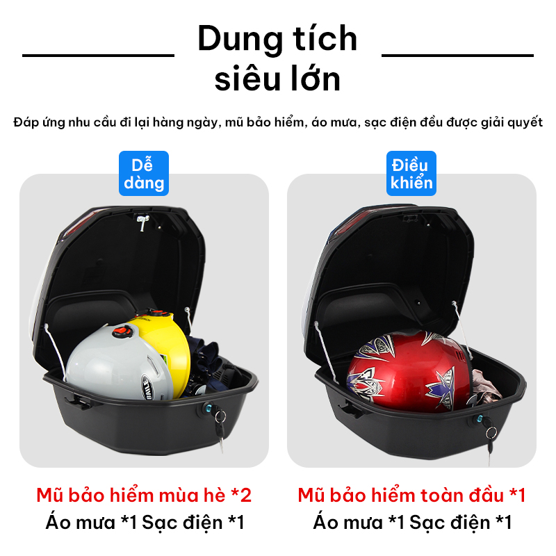 Két xe máy, nhiều màu sắc để lựa chọn, dung tích siêu lớn, chống nước và mưa, có dải phản quang, khóa an ninh, kèm bộ phụ kiện lắp đặt