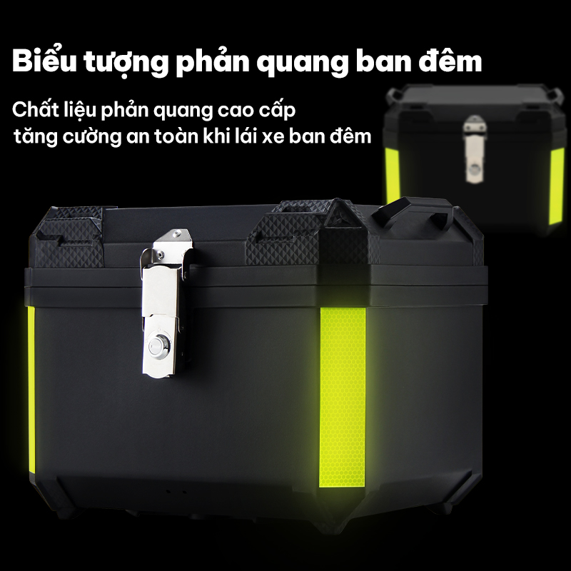 Hộp Đuôi Xe Máy Đa Năng, Chống Thấm Nước, Dung Tích Lớn 45L, Có Khóa An Toàn Chống Trộm, Nhãn Dán Phản Quang Ban Đêm, Tay Cầm, Thích Hợp Để Lắp Đặt Có Giá Đỡ