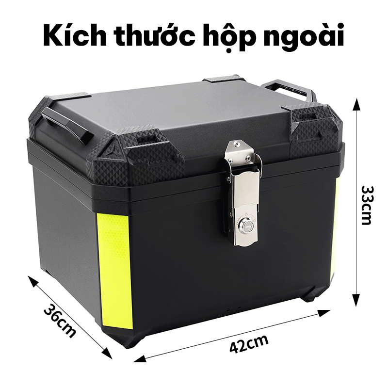 Hộp Đuôi Xe Máy Đa Năng, Chống Thấm Nước, Dung Tích Lớn 45L, Có Khóa An Toàn Chống Trộm, Nhãn Dán Phản Quang Ban Đêm, Tay Cầm, Thích Hợp Để Lắp Đặt Có Giá Đỡ