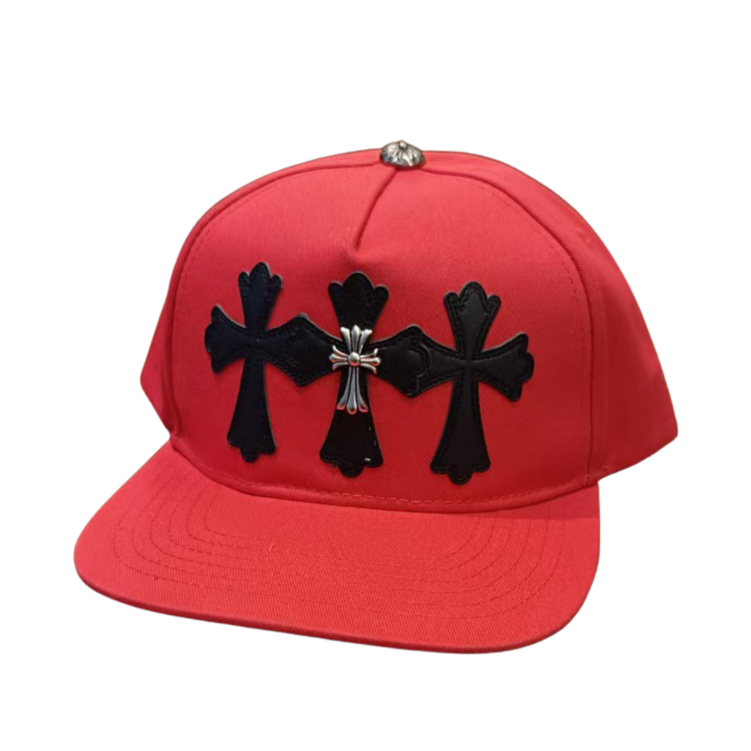 Chrome Hearts クロムハーツ ブラックレザー トリプルクロスパッチ トラッカーキャップ