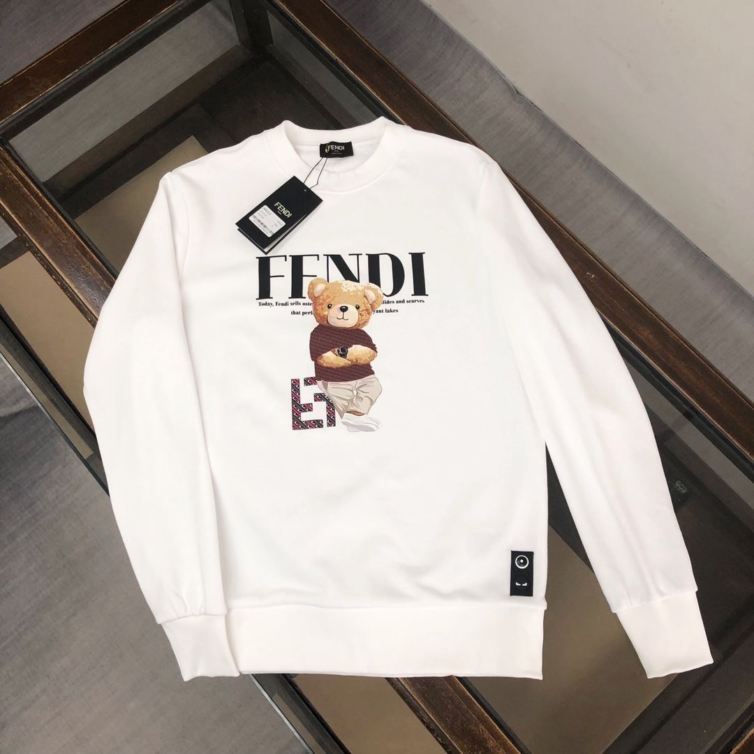 FENDI  パーカー フェンディ 可愛い クマプレント丸首 通勤 通学 春秋冬服 男女兼用