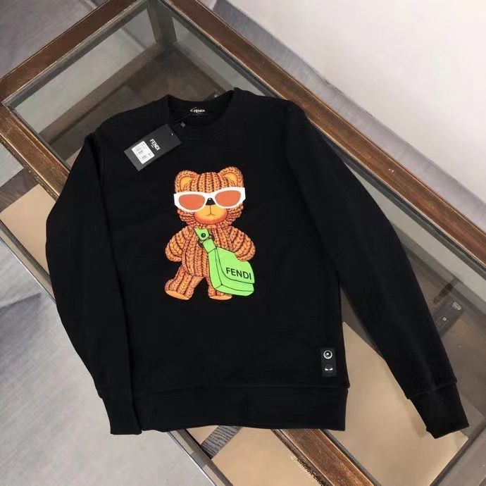 FENDI  パーカー フェンディ 可愛い クマプレント図案 丸首 通勤 通学 秋冬服 男女兼用