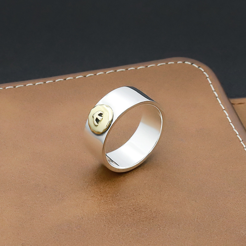 goros (ゴローズ) 金メタル付き 平打ちリング