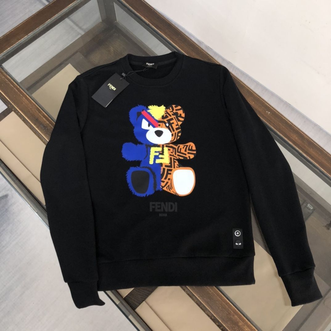 FENDI  パーカー フェンディ 可愛い クマプレント図案 丸首 通勤 通学 春秋冬服 男女兼用