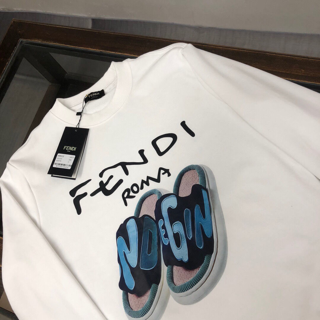 FENDI  パーカー フェンディ 可愛い プレント図案 丸首 通勤 通学 ゆったり 男女兼用
