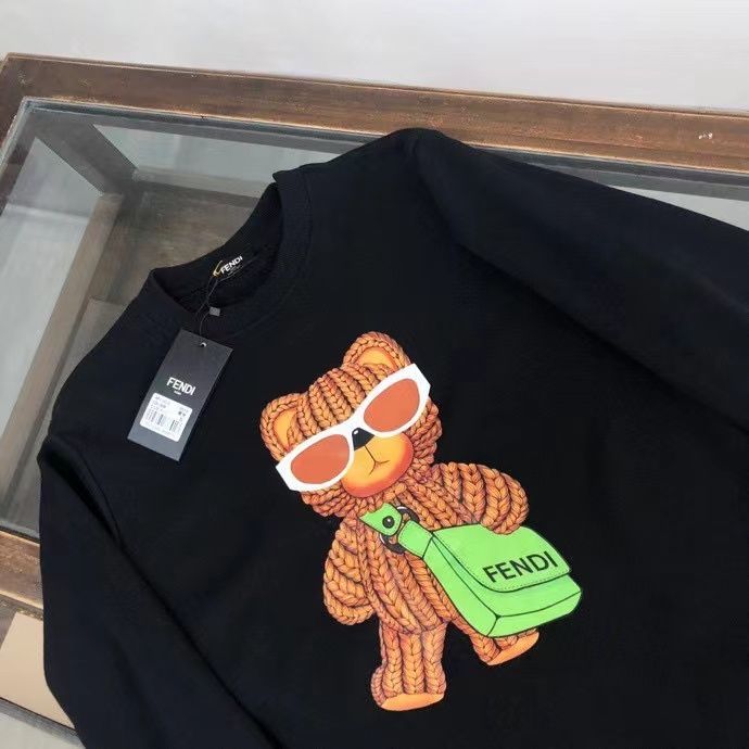 FENDI  パーカー フェンディ 可愛い クマプレント図案 丸首 通勤 通学 秋冬服 男女兼用
