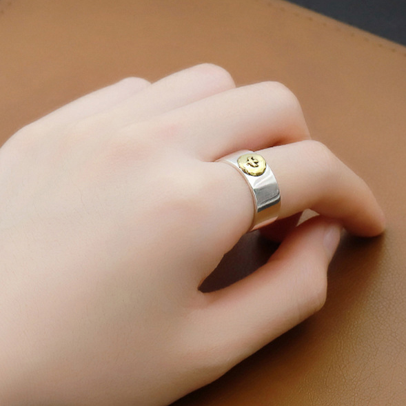 goros (ゴローズ) 金メタル付き 平打ちリング